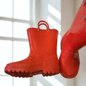 🔥 Kids Red Rubber Rain Boots – Durable Waterproof Playwear